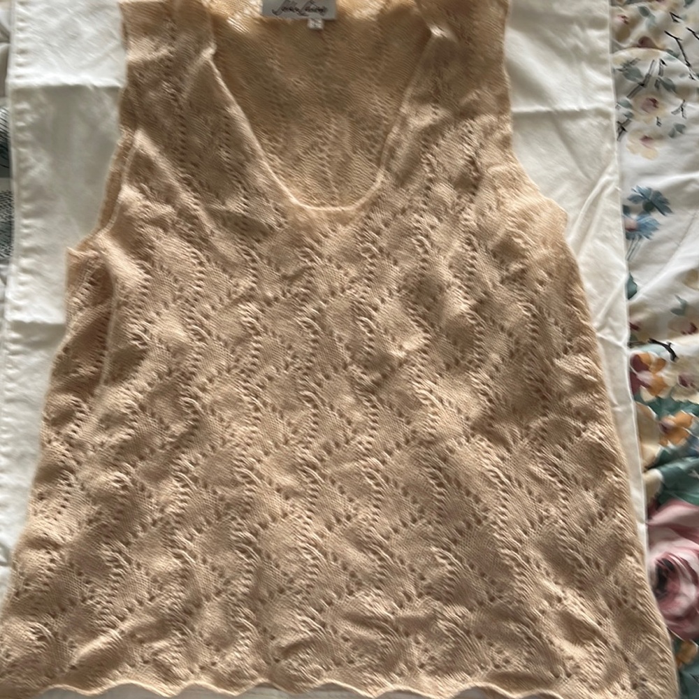 JOHN LAING- 100% cashmere - made in Scotland lovely tan  sleeveless sweater